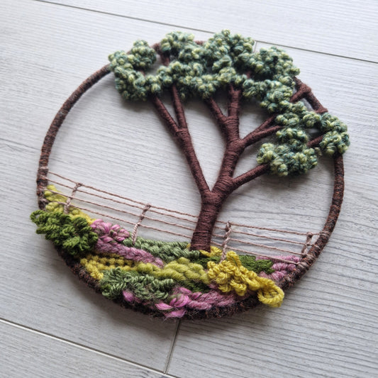 Textured Yarn Landscape in Hoop Frame