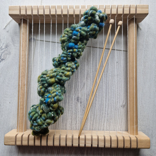 Green and Aqua Blue Coil Spun Bubble Art Yarn