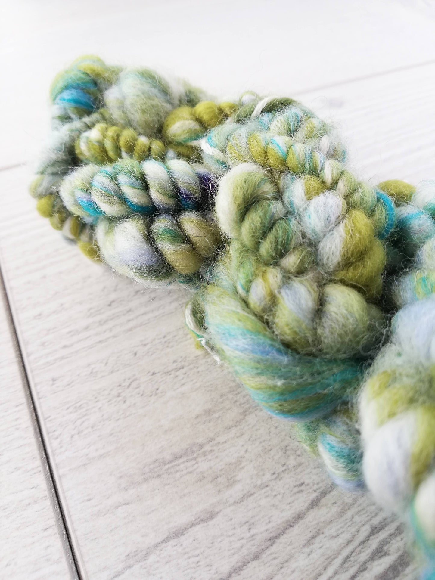 Summer Light Green and Blue Bubble Spun Yarn