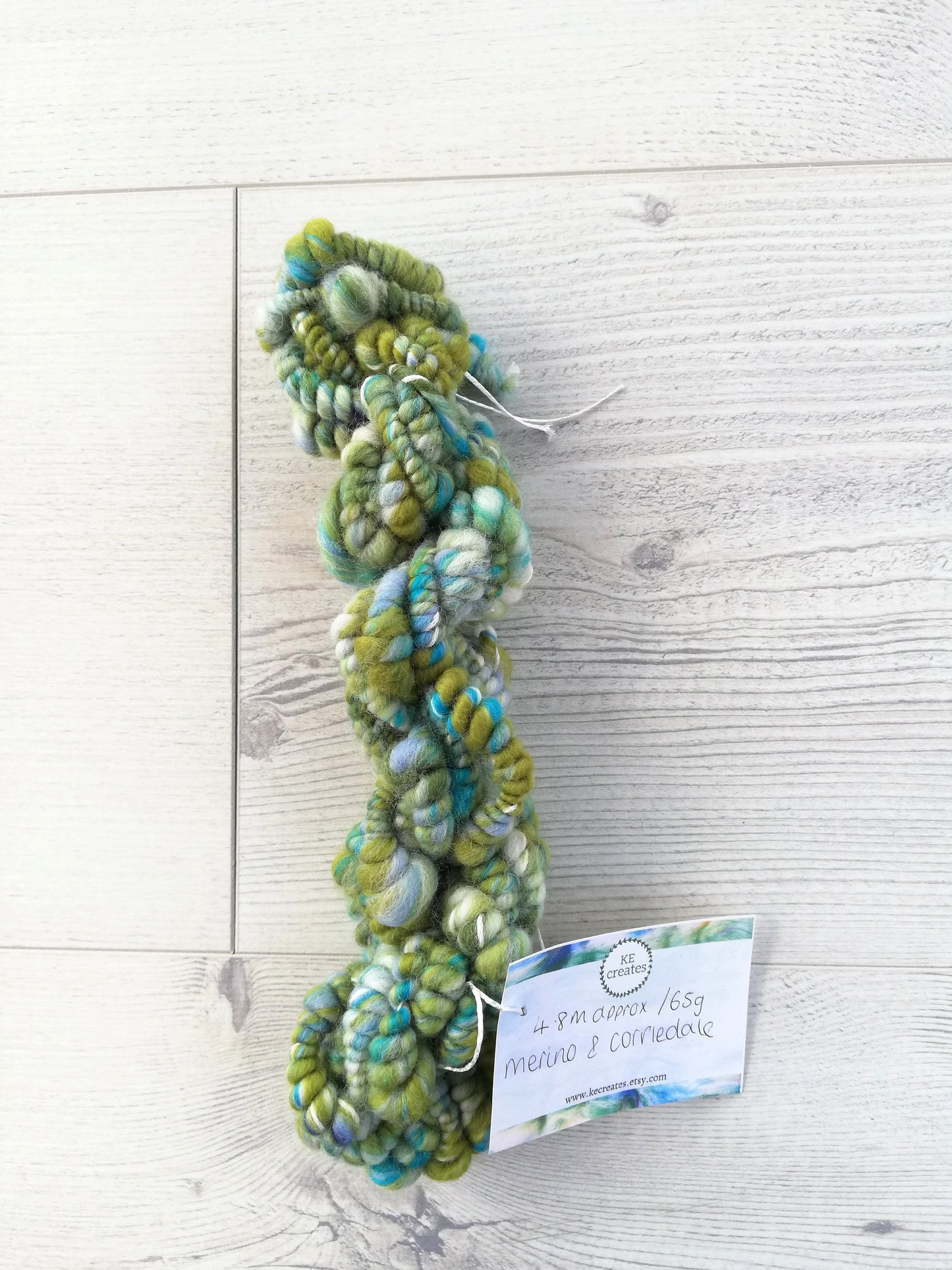 Summer Light Green and Blue Bubble Spun Yarn