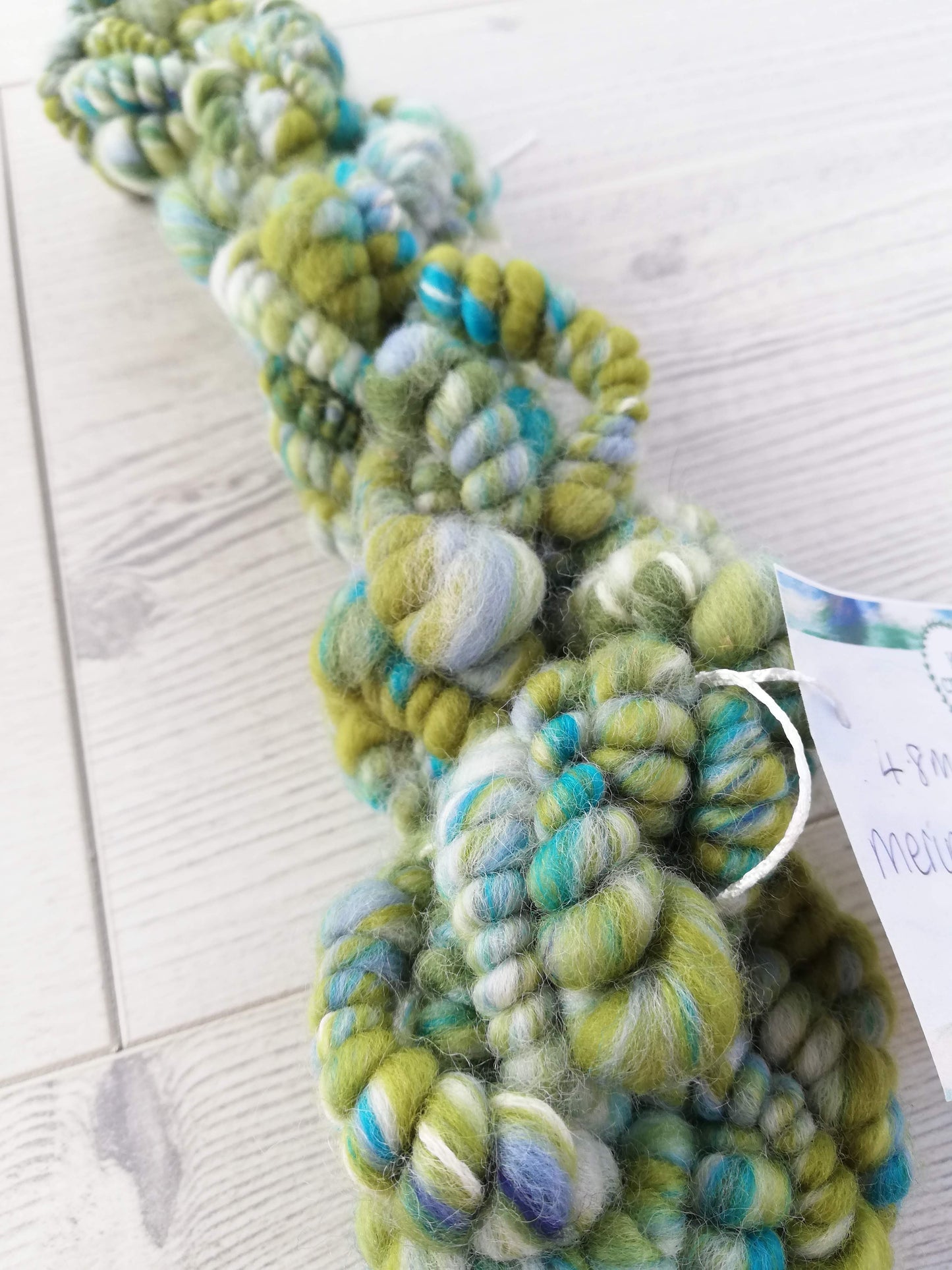 Summer Light Green and Blue Bubble Spun Yarn