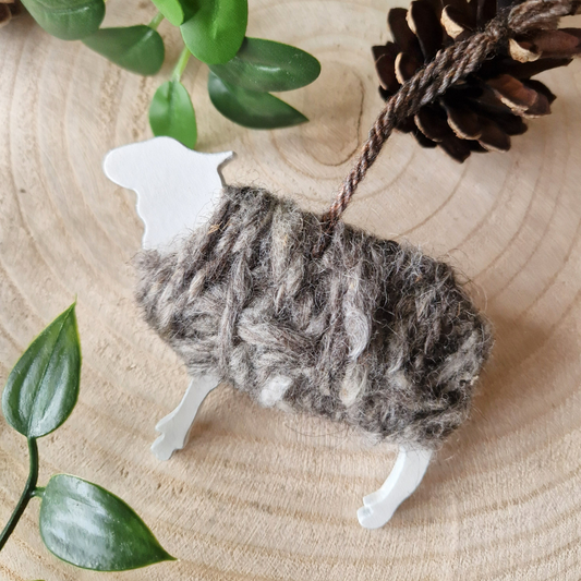 Herdwick Sheep Hanging Ornament - Real Herdwick Wool! Farmyard Gift Idea