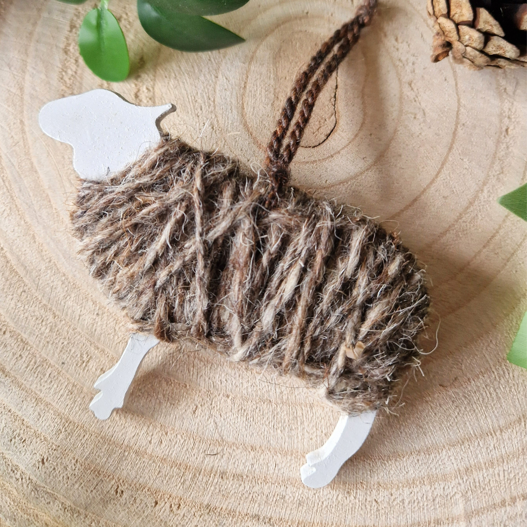 Herdwick Sheep Hanging Ornament - Real Herdwick Wool! Farmyard Gift Idea