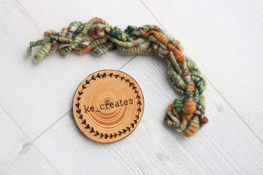 Green and Orange Handspun Art Yarn