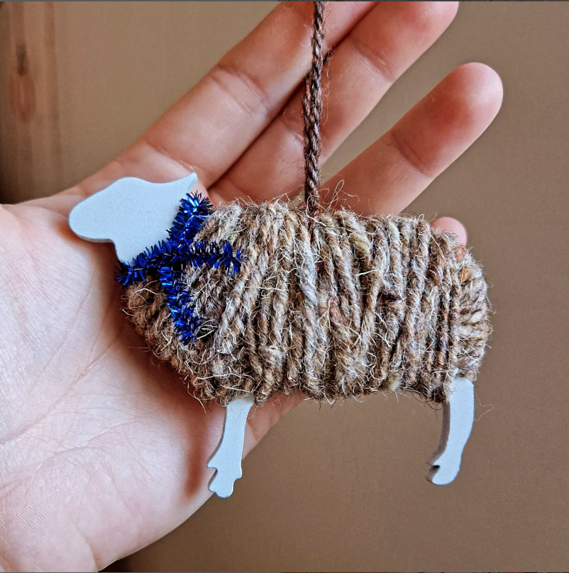 Christmas Herdwick Sheep Decoration with Tinsel Scarf