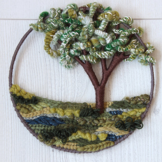 Handspun Yarn Unique Treescape Wall Hanging