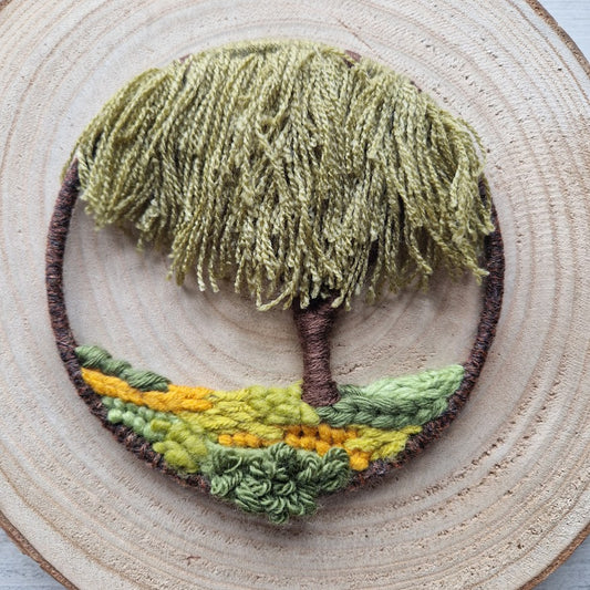 Small Weeping Willow Tapestry Woven Tree Hoop (Yellows)