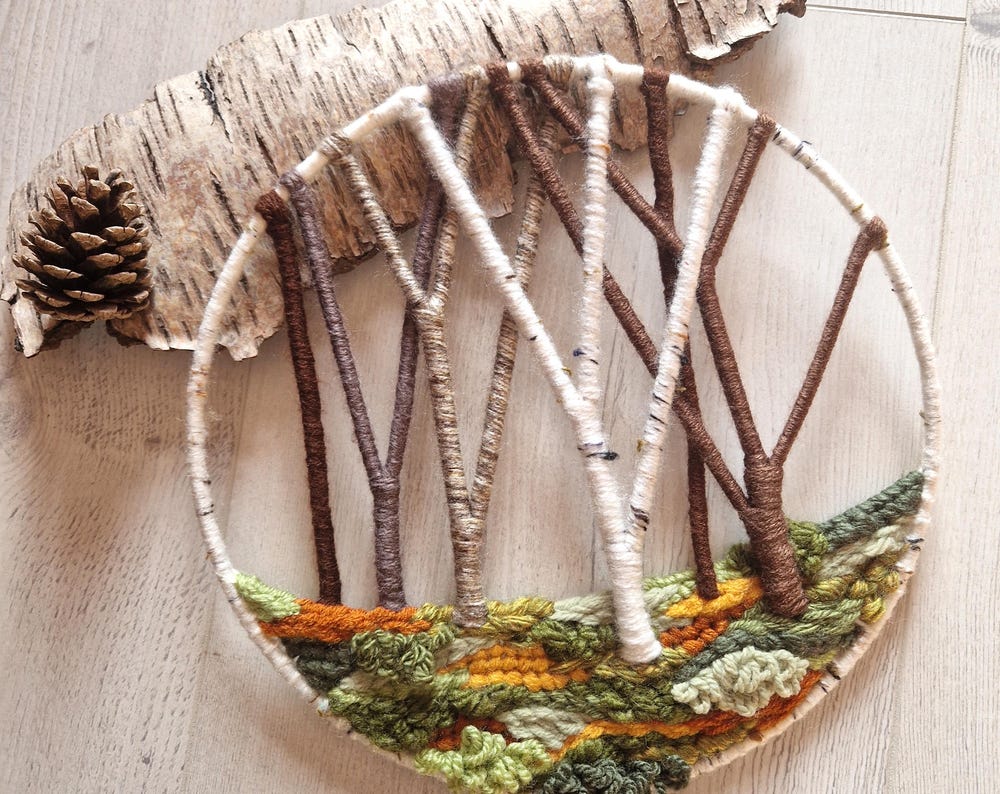 25cm Autumn Woodland Tree Fiber Art